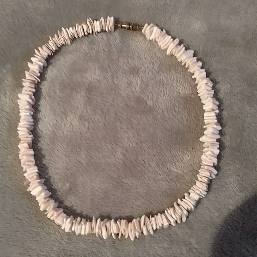 Pink puka shell necklace